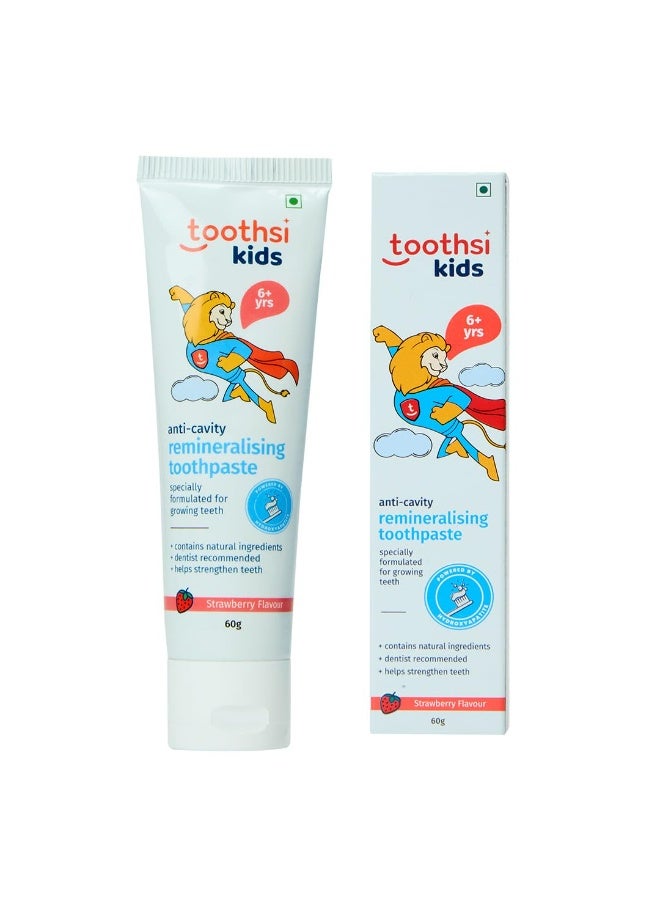 Toothsi معجون أسنان Toothsi لإعادة تمعدن الأسنان | للأطفال من عمر 6 سنوات فما فوق | معزز بالهيدروكسي أباتيت | مُصمم خصيصاً للأسنان النامية | مكونات طبيعية | نكهة الفراولة | 60 جم - Image 1