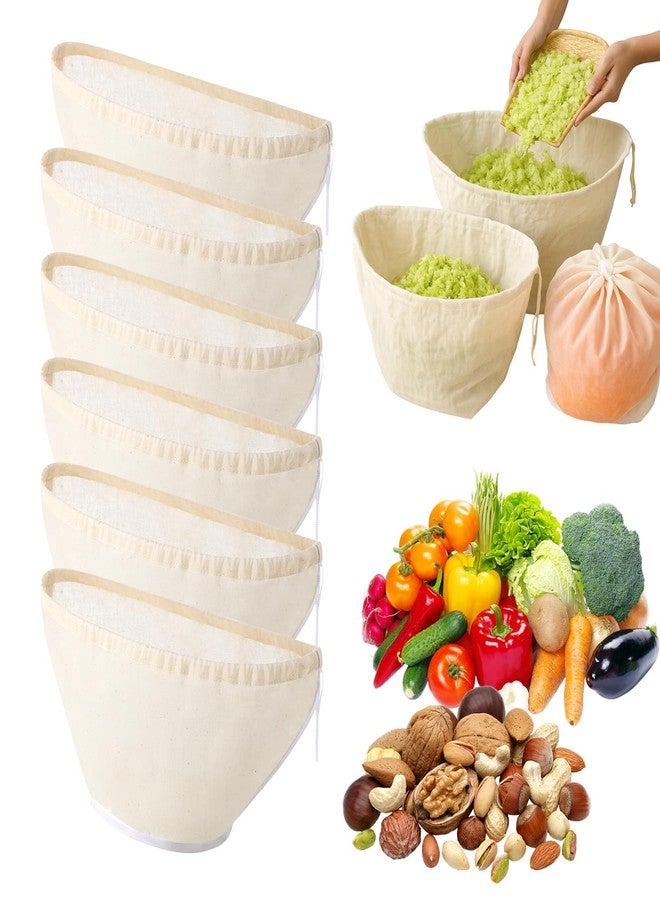 Mindsoft 6 Pcs Cheese Cloth Filling Squeeze Cotton Bags, Bowl-shaped Reusable Cotton Nut Milk Bag for Straining, Reusable Straining Bags for Juice, Soy Milk, Dumpling Fillings, Vegetable (Middle) - Image 1