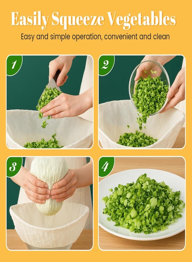 Mindsoft 6 Pcs Cheese Cloth Filling Squeeze Cotton Bags, Bowl-shaped Reusable Cotton Nut Milk Bag for Straining, Reusable Straining Bags for Juice, Soy Milk, Dumpling Fillings, Vegetable (Middle) - Image 5