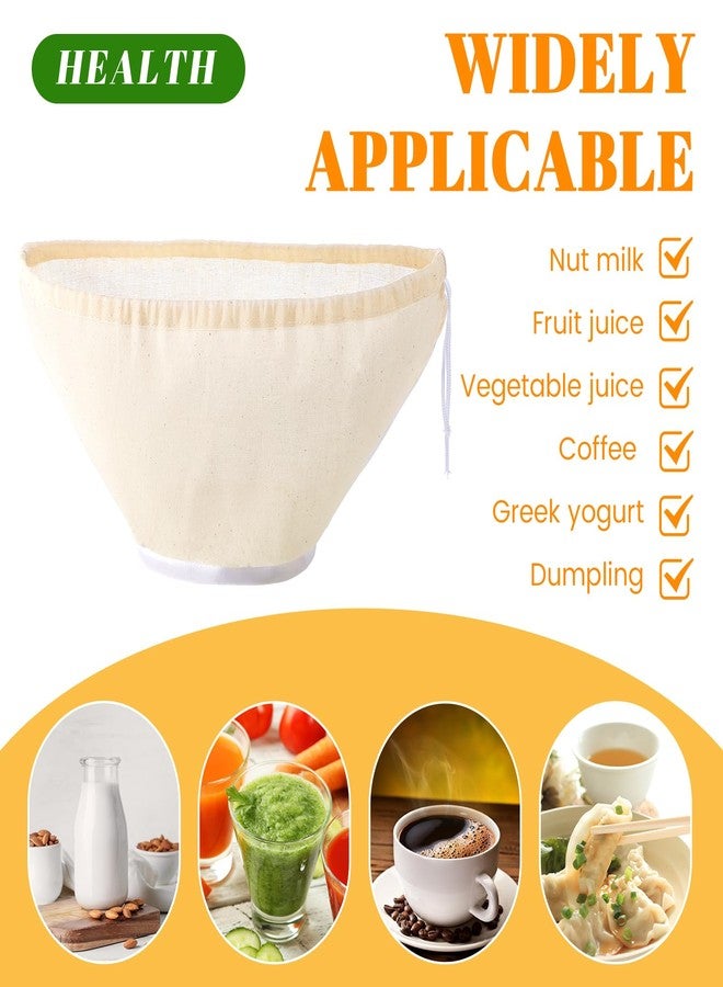Mindsoft 6 Pcs Cheese Cloth Filling Squeeze Cotton Bags, Bowl-shaped Reusable Cotton Nut Milk Bag for Straining, Reusable Straining Bags for Juice, Soy Milk, Dumpling Fillings, Vegetable (Middle) - Image 3