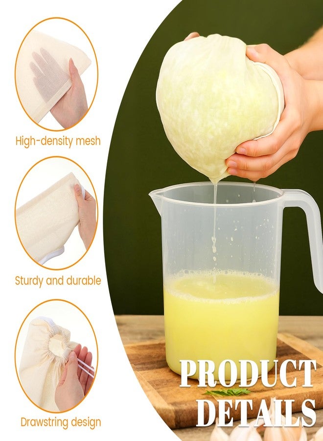 Mindsoft 6 Pcs Cheese Cloth Filling Squeeze Cotton Bags, Bowl-shaped Reusable Cotton Nut Milk Bag for Straining, Reusable Straining Bags for Juice, Soy Milk, Dumpling Fillings, Vegetable (Middle) - Image 4