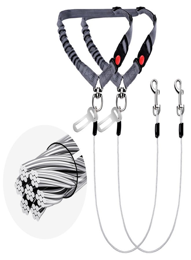 ROUWINNE 2 Pack Chew Proof Dog Seat Belt with Steel Cable, 2 in 1 Car Harness for Medium & Large Dogs Chewer Heavy Duty Dog Seatbelts - Image 1