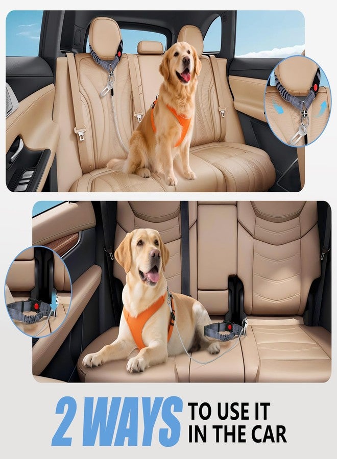 ROUWINNE 2 Pack Chew Proof Dog Seat Belt with Steel Cable, 2 in 1 Car Harness for Medium & Large Dogs Chewer Heavy Duty Dog Seatbelts - Image 2