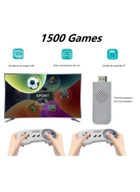 4K HD video game console, dual 2.4G wireless controllers, plug-and-play video game stick, built-in 1500 games, retro handheld game console