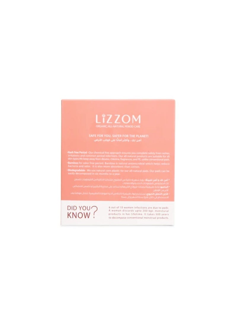 LiZZOM Organic THICK Regular Sanitary Pads with Wings, Pack of 3 (30 Pads), Bamboo Top Sheet, Biodegradable Back Sheet - Image 2