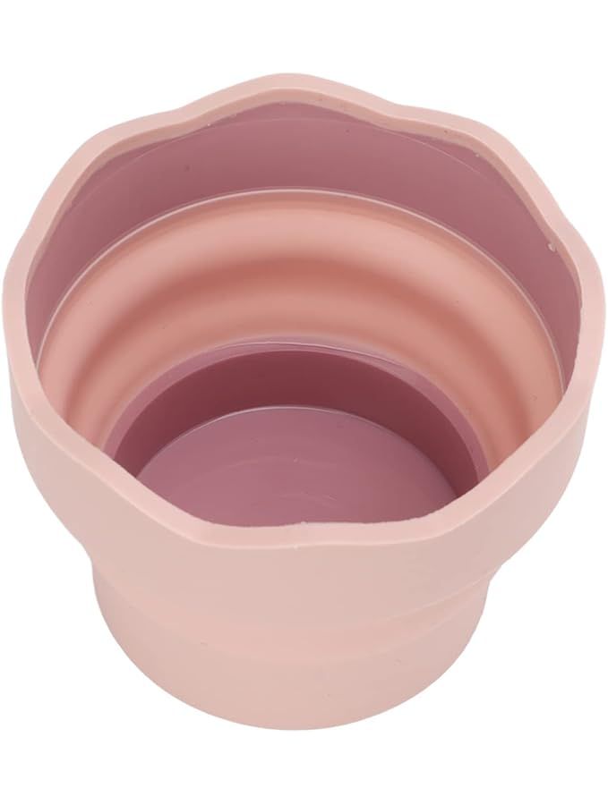 Pink Portable Folding Paint Brush Washing Bucket Reusable Art Supply Cleaner Rinse Cup - Image 1