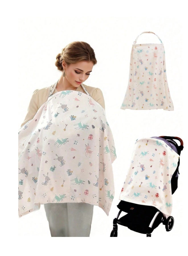 Multi-Use Nursing Cover 70×98 cm Pink– Breathable Baby Breastfeeding Cover, Full Privacy Feeding Apron, Soft Lightweight Cover for Stroller & Car Seat - Image 1