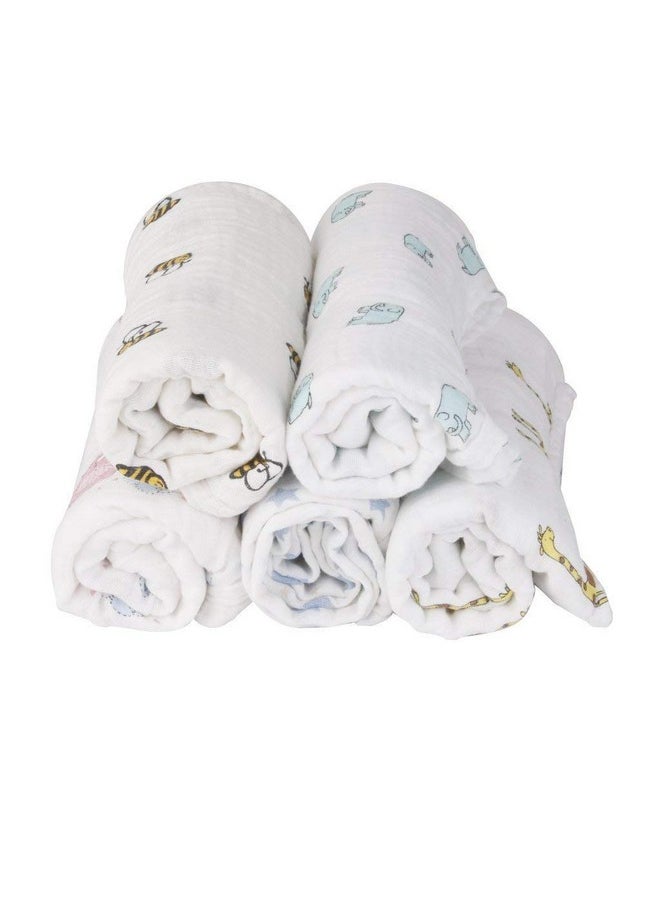 MOM'S HOME Baby Organic Cotton Soft Muslin Cloth Swaddle | 0-18 Months | Pack Of 5  - Image 2