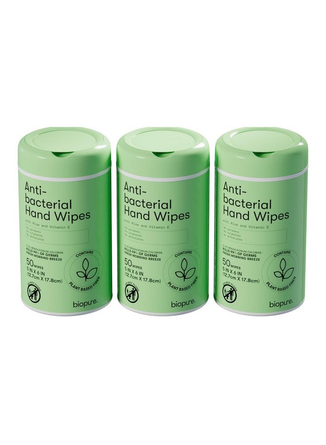 BioPure Antibacterial Hand Wipes Fresh Morning Breeze- Antibacterial Wipes With Aloe And Vitamin E Formula | 5"X7" Wet Wipes Canister | No Parabens, Sulfates Or Phthalates, Kills 99% Of Germs, 150 Ct - Image 1