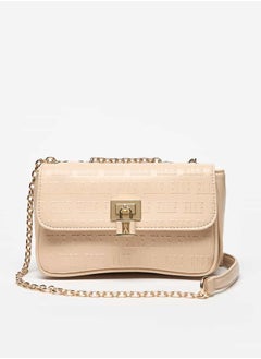 ELLE Women Monogram Embossed Crossbody Bag with Button Closure  - Image 1