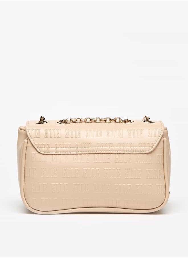 ELLE Women Monogram Embossed Crossbody Bag with Button Closure  - Image 4