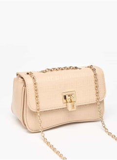 ELLE Women Monogram Embossed Crossbody Bag with Button Closure  - Image 2