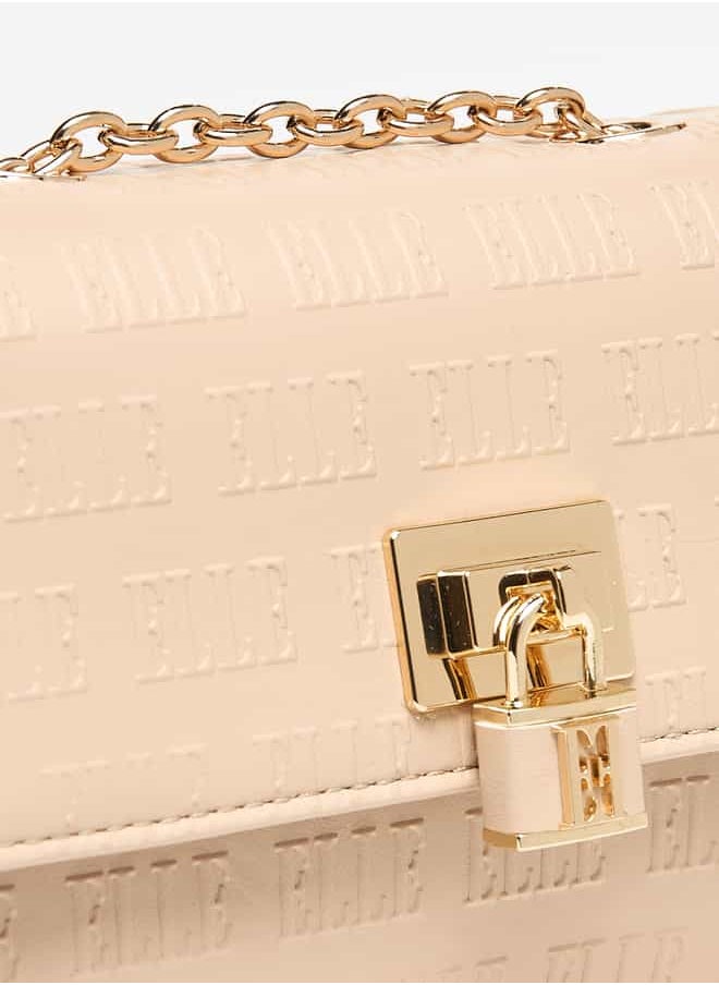 ELLE Women Monogram Embossed Crossbody Bag with Button Closure  - Image 3