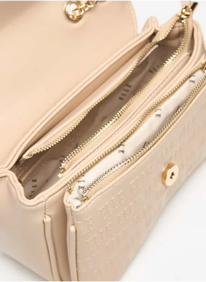 ايل Women Monogram Embossed Crossbody Bag with Button Closure