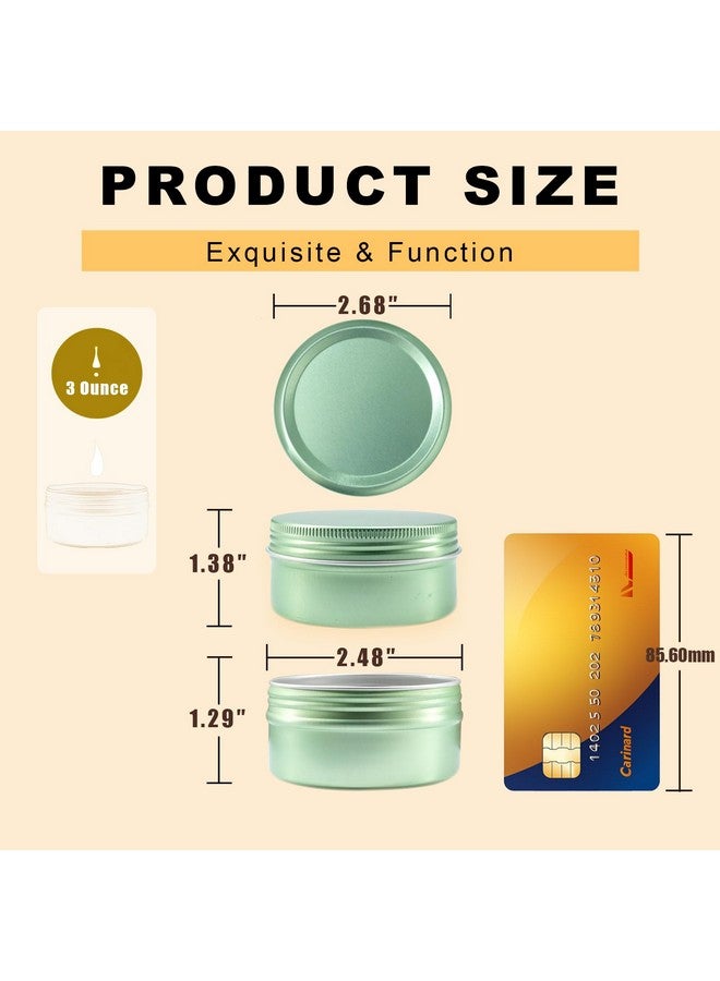 LIYAR 3 oz Tin 20 Pack Aluminum Metal Tins Round Salve Tins 3oz Tins with Lids,Empty Candle Tins Cosmetic Tins DIY Tin Cans for Salve, Spices or Candles(Pale Green) - Image 2