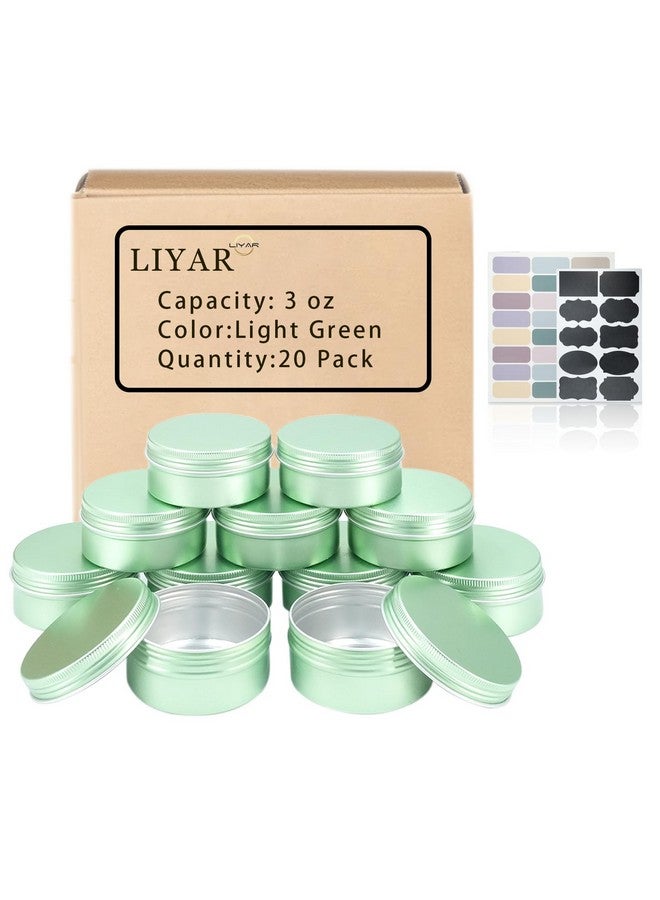 LIYAR 3 oz Tin 20 Pack Aluminum Metal Tins Round Salve Tins 3oz Tins with Lids,Empty Candle Tins Cosmetic Tins DIY Tin Cans for Salve, Spices or Candles(Pale Green) - Image 1