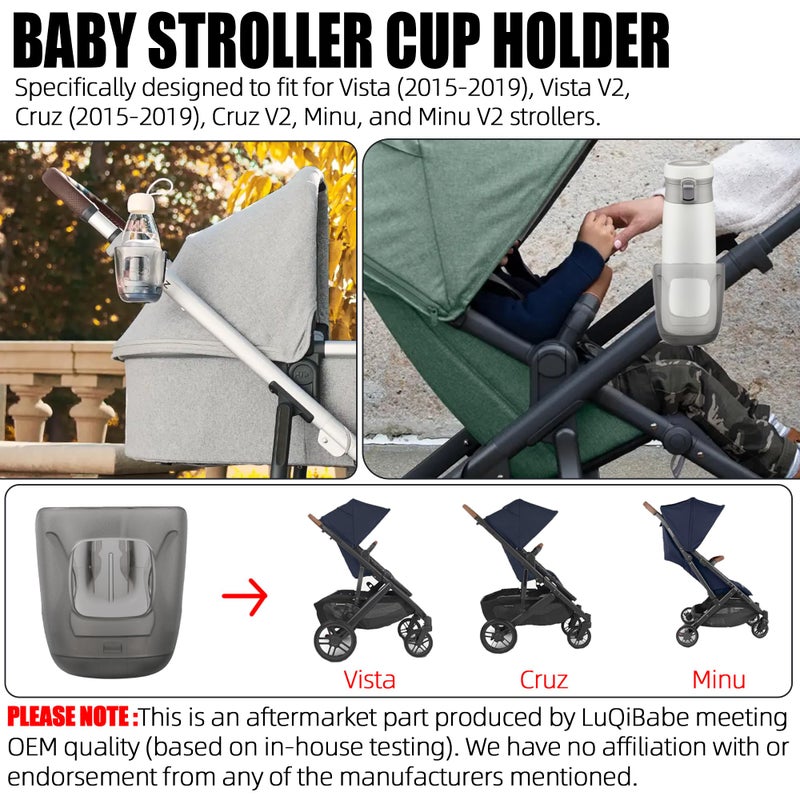 LuQiBabe Baby Stroller Cup Holder Compatibile with Uppa-Baby Vista, Cruz, Minu Strollers Cup Holder Attachment for Vista V2, Cruz V2, MinuV2 Strollers Cups Holders Accessories - Image 4