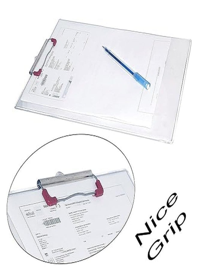 لوحة كتابة ورسم من شاينينج زون - لوحة كتابة ورسم مع مشبك ومطاط - متينة وخفيفة الوزن للمكاتب والمدارس والكليات - لوحة امتحان شفافة (عبوة من قطعتين) - Image 3