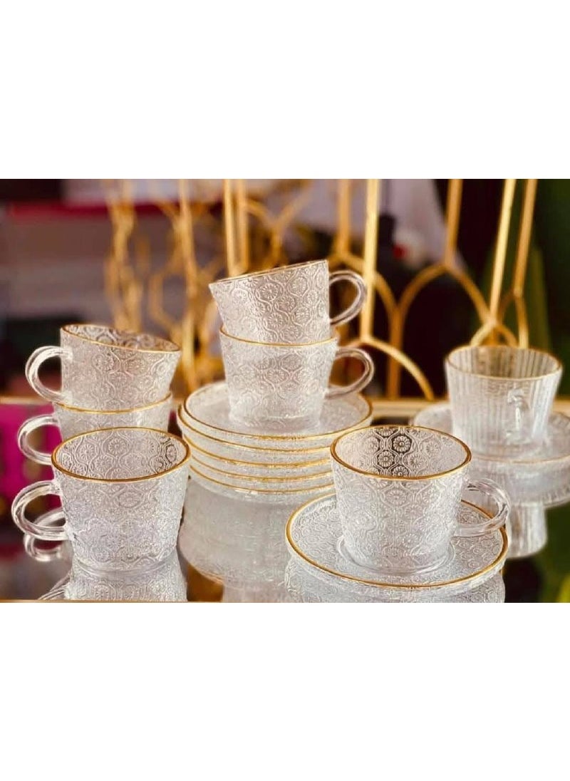Generic A very elegant tea set in soft white with a golden letter and 12-piece set of plates.  - Image 1