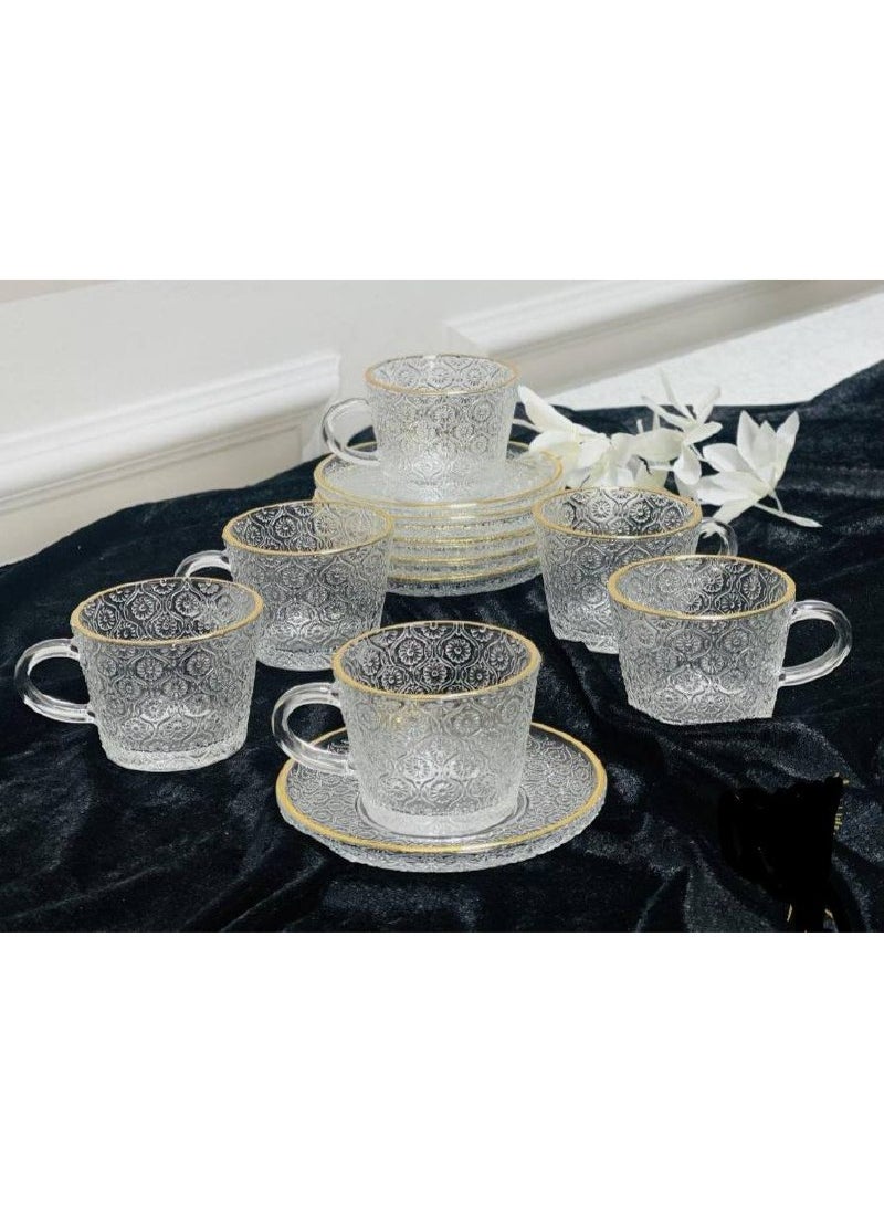 Generic A very elegant tea set in soft white with a golden letter and 12-piece set of plates.  - Image 2