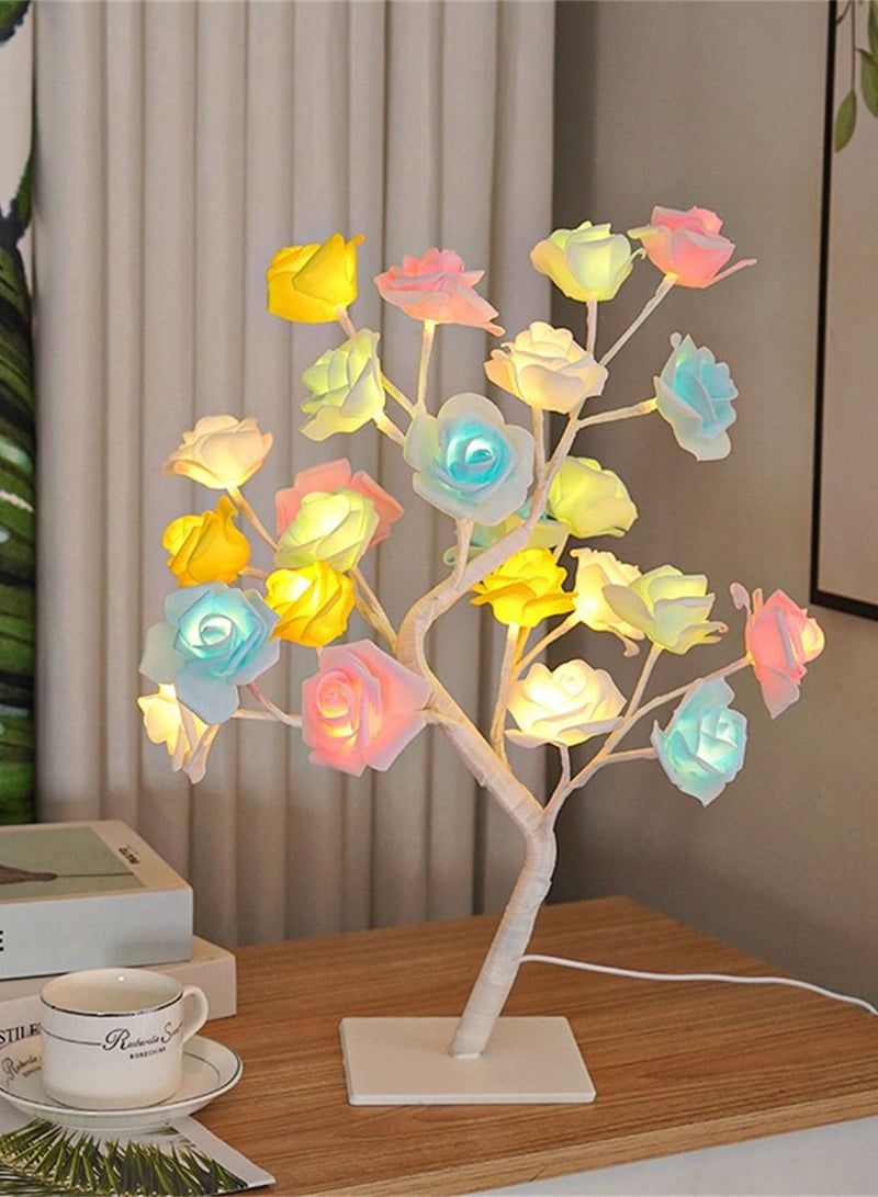 ضوء قابل للإزالة بقاعدة بلاستيكية ومفتاح USB وإضاءة LED محاكاة شجرة الورد الليلية 14*6*33 سم