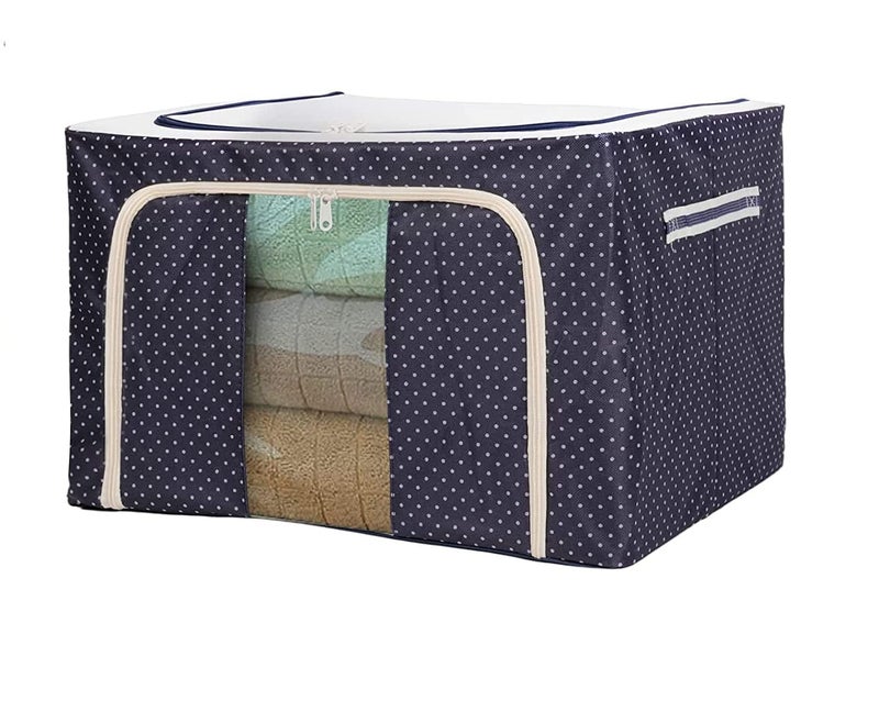 S SMITEX Smitex Clothes Storage Bags Organizer Container 66L Foldable Metal Frame Basket with Clear Window Carry Handles Sturdy Zipper for ClosetBedding 1 - Image 1