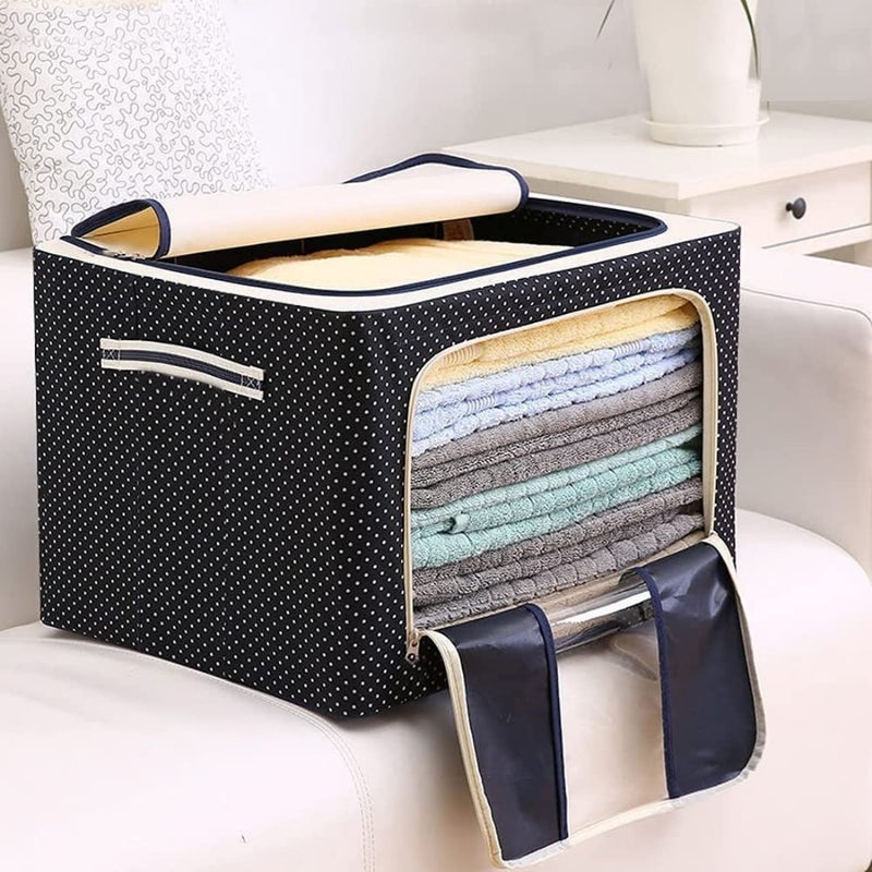 S SMITEX Smitex Clothes Storage Bags Organizer Container 66L Foldable Metal Frame Basket with Clear Window Carry Handles Sturdy Zipper for ClosetBedding 1 - Image 2