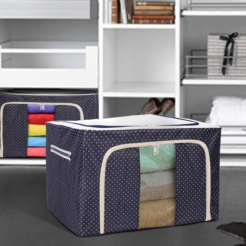 S SMITEX Smitex Clothes Storage Bags Organizer Container 66L Foldable Metal Frame Basket with Clear Window Carry Handles Sturdy Zipper for ClosetBedding 1 - Image 5