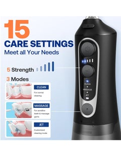 Bitvae Bitvae C6 Water Dental Flosser for Teeth Pick, Cordless Flosser for Travel with 6 Jet Tips, 3 Modes 5 intensities, IPX7 Waterproof Portable & Rechargeable Oral Irrigator Cleaner, Black  - Image 3