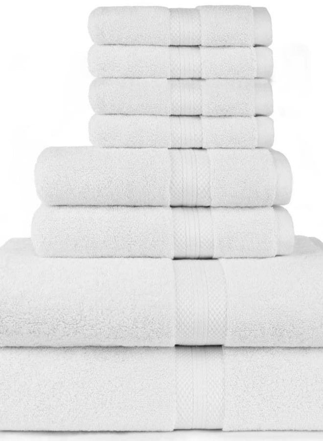 Simpli-Magic Simpli-Magic Bath Towel Set, 2 Bath Towels, 2 Hand Towels, and 4 Washcloths, Ring Spun Cotton Highly Absorbent Towels for Bathroom, Shower Towel, White (8 Piece Set) - Image 1