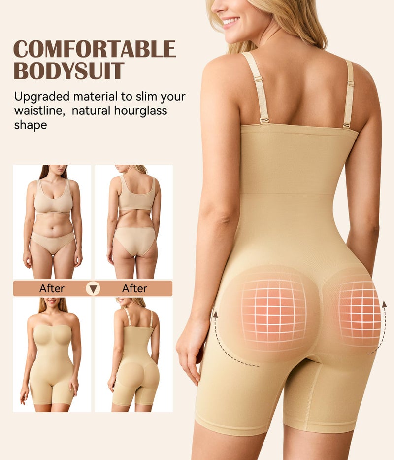 Irisnaya Strapless Shapewear for Women Tummy Control Slimming Shapewear Bodysuit Full Body Shaper with Removable Straps - Image 5
