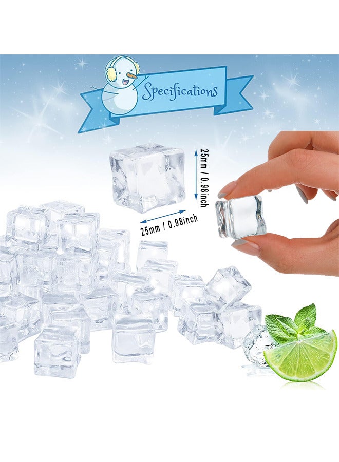 Depend 25 Pcs 25MM Reusable Plastic Ice Cubes, Clear Acrylic Fake Cubes, Artificial Square Crystal Cubes For Photography Props Home Decoration Wedding Centerpiece Vase Fillers - Image 2