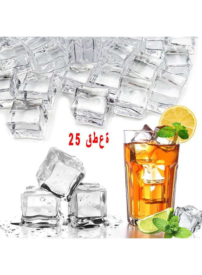 Depend 25 Pcs 25MM Reusable Plastic Ice Cubes, Clear Acrylic Fake Cubes, Artificial Square Crystal Cubes For Photography Props Home Decoration Wedding Centerpiece Vase Fillers - Image 1