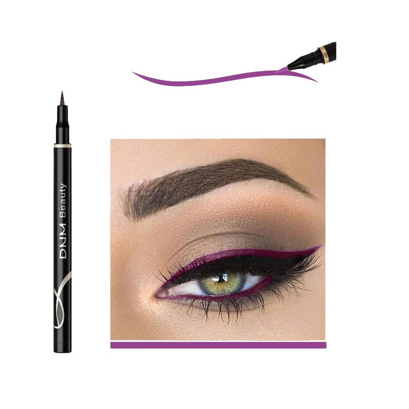 DNM Cat Eye Makeup Waterproof Neon Colorful Liquid Eyeliner Pen Make Up Comestics Long-lasting Black Eye Liner Pencil Makeup Tools (purple) - Image 1