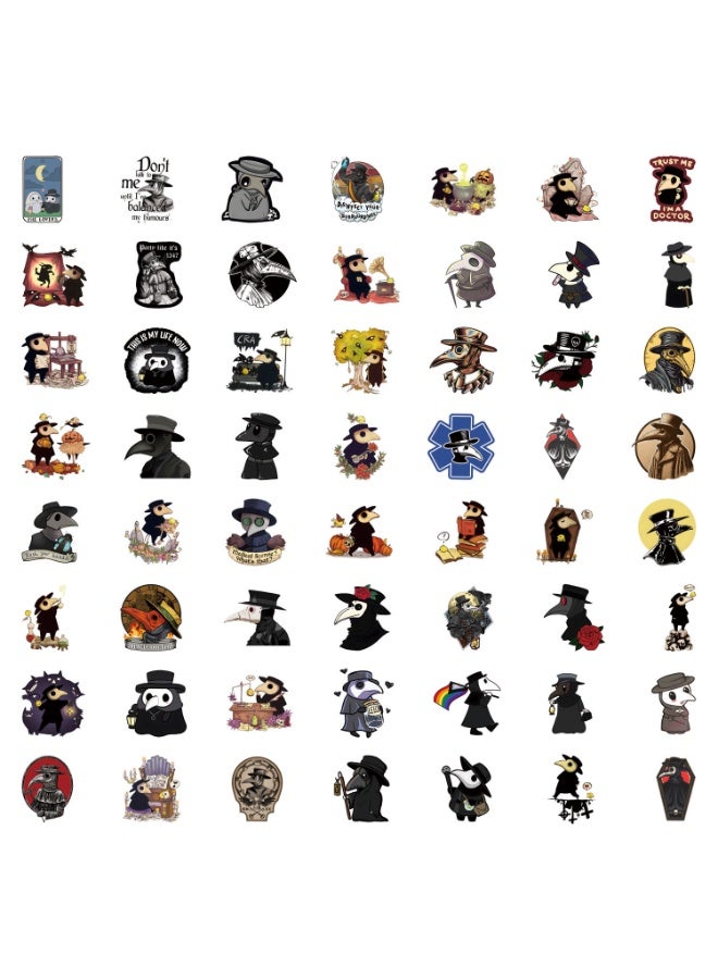 NIBEMINENT 55 Pcs Plague Doctor Deco Kit Waterproof Stickers, High Definition Printing Bright Colors, Suitable for Laptop Skateboard Luggage Water Bottle Guitar DIY - Image 3