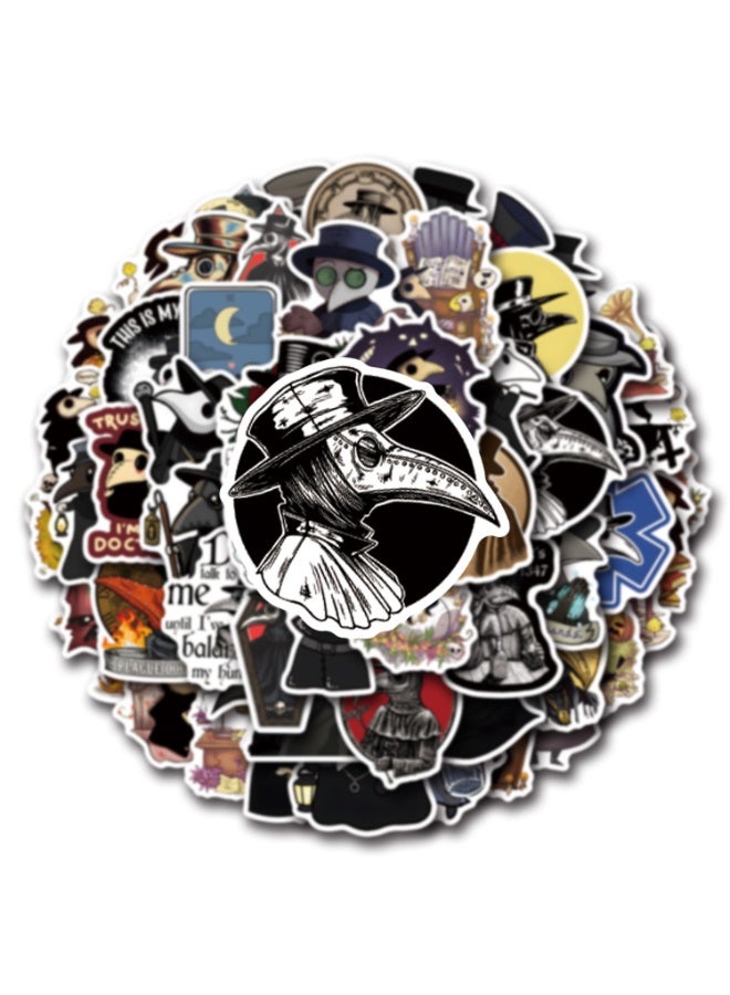 NIBEMINENT 55 Pcs Plague Doctor Deco Kit Waterproof Stickers, High Definition Printing Bright Colors, Suitable for Laptop Skateboard Luggage Water Bottle Guitar DIY - Image 1