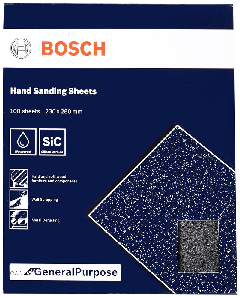 Bosch Professional Hand sanding sheet HSSGeneral Purpose Pack of 1000230 x 280 mm Grit 180 - Image 1