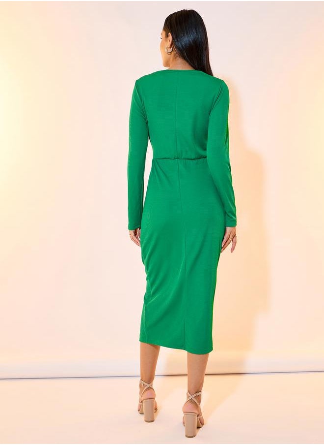 Styli - Textured Midi Dress with Split Hem - Image 1