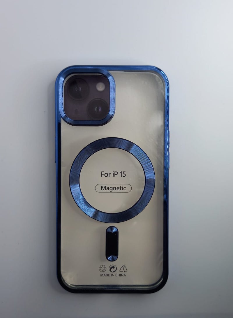 Undefined Transparent Blue IPhone 15 Back Cover With Wireless Charger