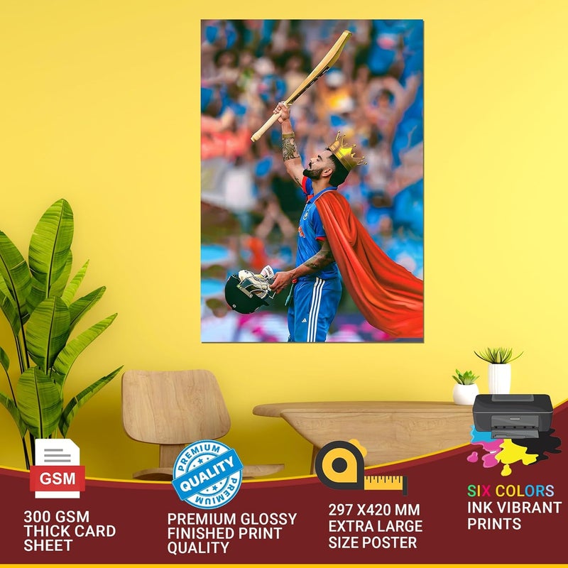 Virat Kohli Wall Stickers - King Kohli Sticker for Wall - Virat Kohli Poster for Room Decoration  - Image 3