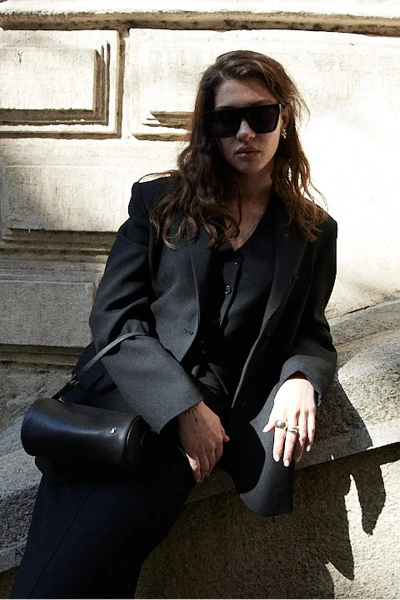 سود كوليكشن Black Mina Buttoned Blazer Jacket
