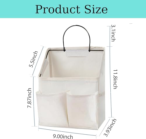 Someteth Wall Hanging Storage BagWall Hanging Organizer Bags with Pockets Wall Organizer Storage for Dormitory Bathroom Bedroom Kitchen White 1 - Image 3