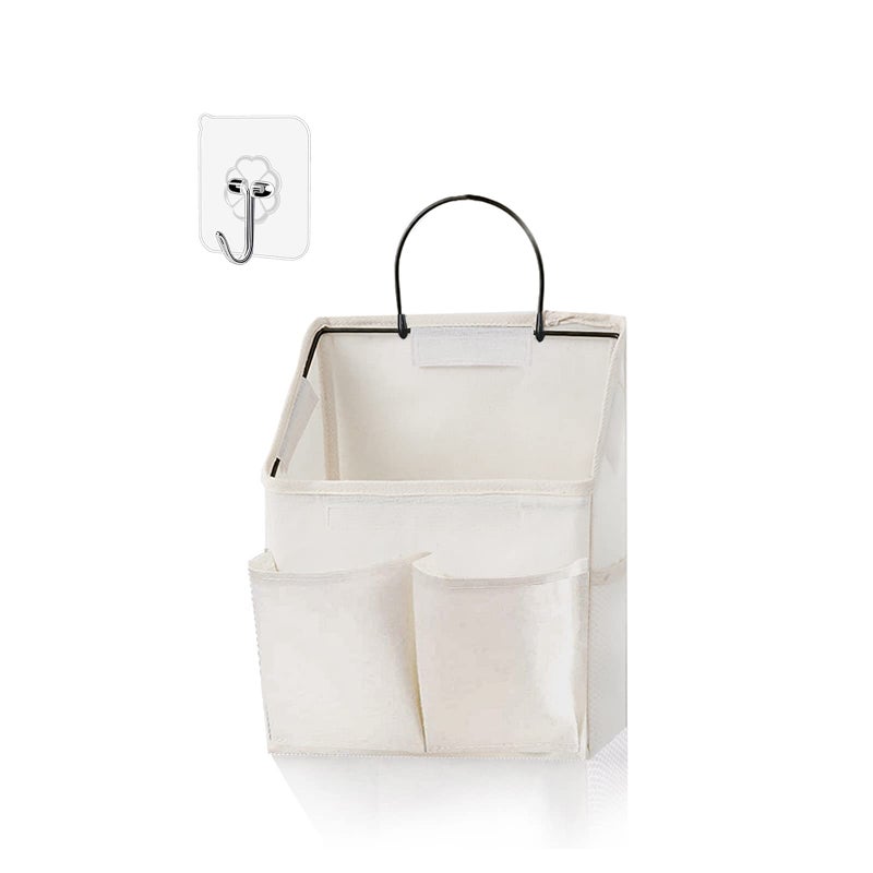 Someteth Wall Hanging Storage BagWall Hanging Organizer Bags with Pockets Wall Organizer Storage for Dormitory Bathroom Bedroom Kitchen White 1 - Image 2
