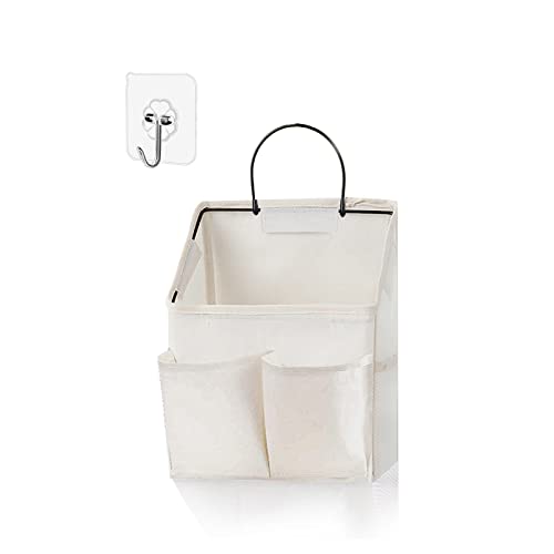 Someteth Wall Hanging Storage BagWall Hanging Organizer Bags with Pockets Wall Organizer Storage for Dormitory Bathroom Bedroom Kitchen White 1 - Image 1