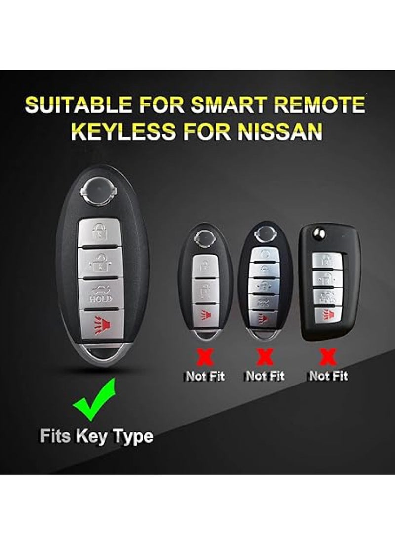 OUYoo - OUYoo For Nissan Key Fob Cover, for Nissan Altima Accessories Maxima Rogue Armada Pathfinder Infiniti Premium Soft TPU Full Cover Smart Remote Keyless Key，With key chain(4 Button only) (Blue） - Image 1