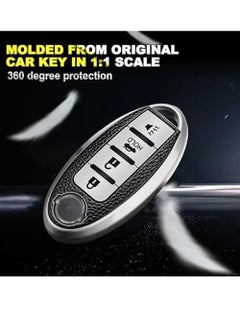 OUYoo OUYoo For Nissan Key Fob Cover, for Nissan Altima Accessories Maxima Rogue Armada Pathfinder Infiniti Premium Soft TPU Full Cover Smart Remote Keyless Key，With key chain(4 Button only) (Blue）  - Image 5