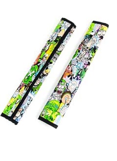 Generic Rick and Morty 2 Pcs Sparkling Seat Belt Cover, Protector from radar fines , Accessories Compatible with All Cars With light reflect feature 
