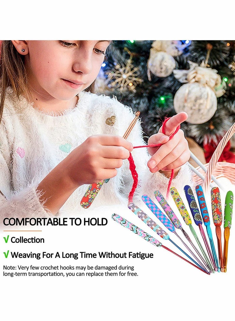 Y&D Crochet Hook Kit, 9 Pcs Aluminum Set Soft Grip, 2mm-6mm Multicolour Stitches Craft Crochets Sewing Tools  - Image 3