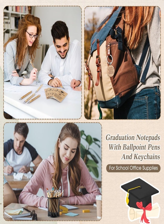 Resurhang 150 Pcs Class of 2025 Inspirational Graduation Gifts Bulk Pocket Kraft Notebooks and Bamboo Ballpoint Pens with Wooden Keychains Graduation Gifts for Daughter Son College Senior Students - Image 5