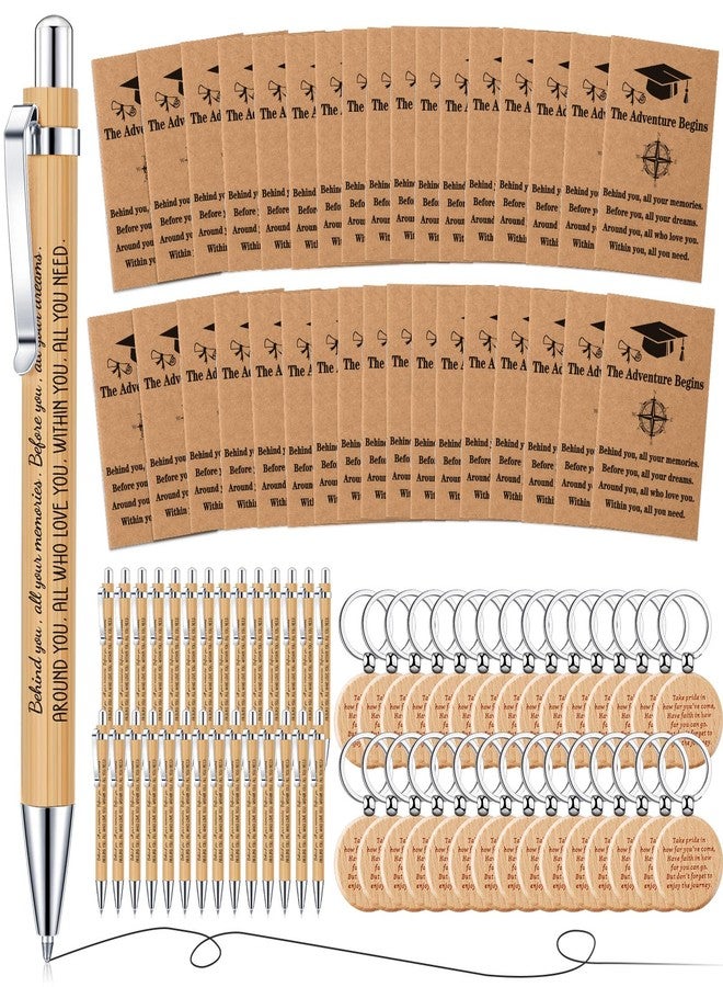 Resurhang 150 Pcs Class of 2025 Inspirational Graduation Gifts Bulk Pocket Kraft Notebooks and Bamboo Ballpoint Pens with Wooden Keychains Graduation Gifts for Daughter Son College Senior Students - Image 1